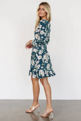 Declan Short Dress | Dark Green Floral