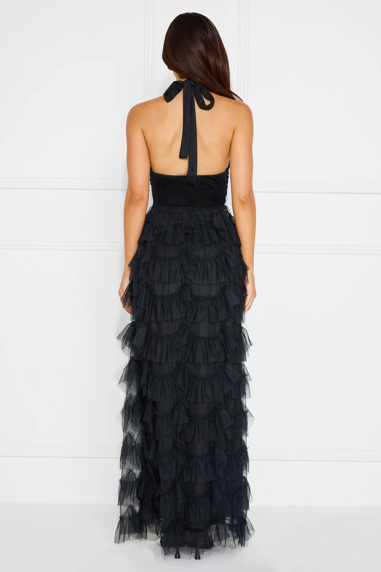 Aisling Halter Tulle Maxi Dress Black