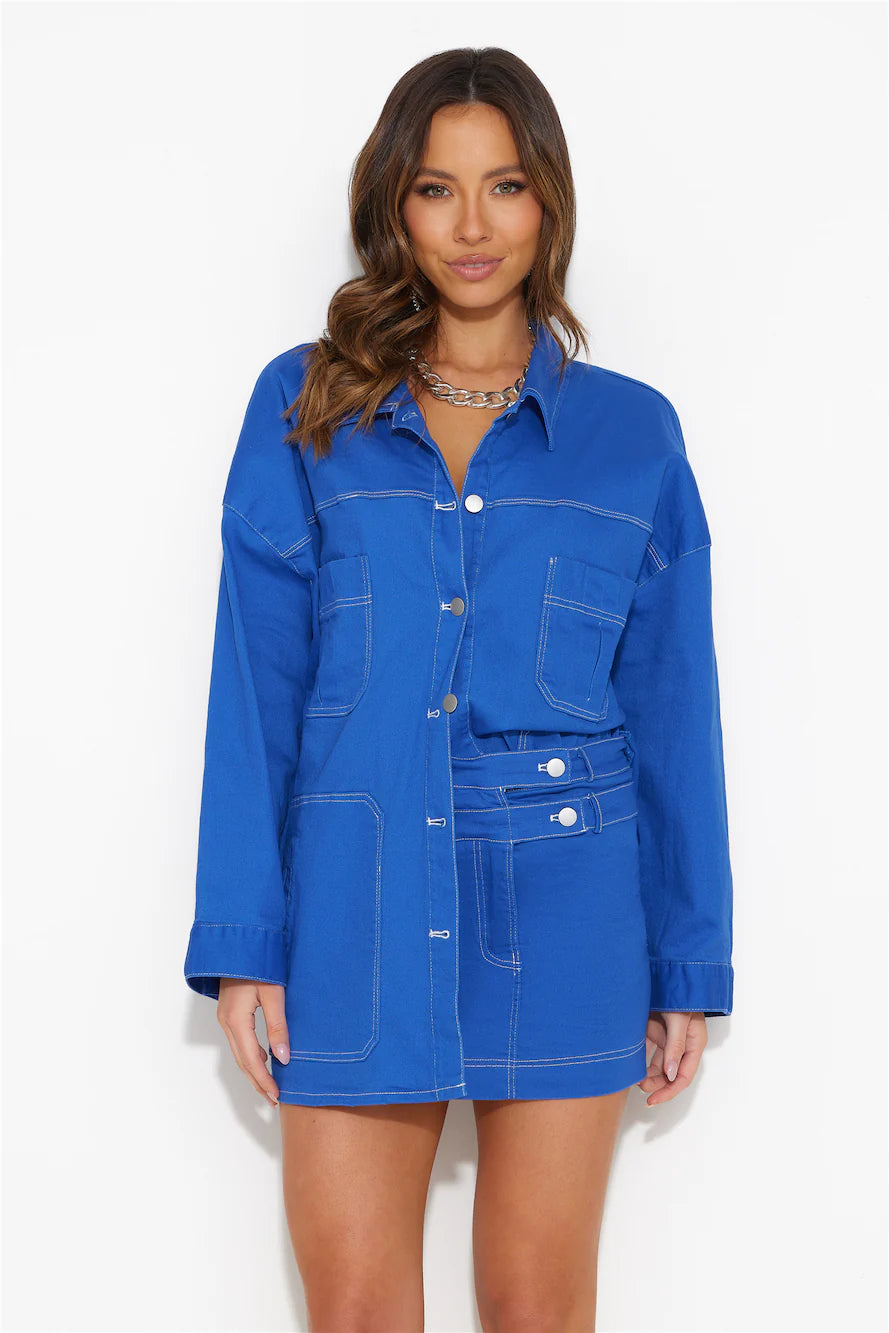 Walking Out Mini Skirt Blue