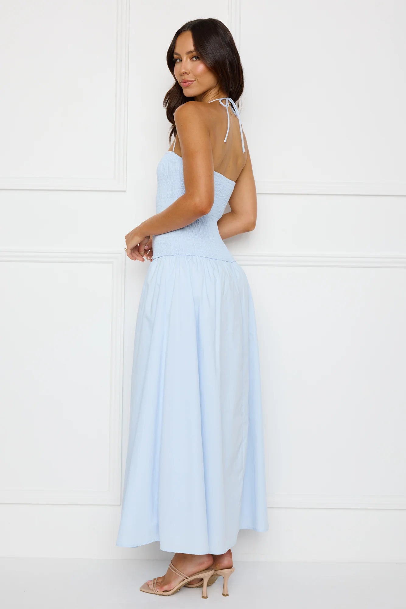Unmatched Energy Halter Maxi Dress Blue