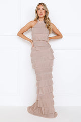 Bedazzled Babe Halter Maxi Dress Champagne