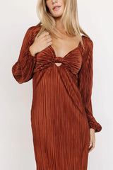 Amani Pleated Midi Dress | Cinnamon