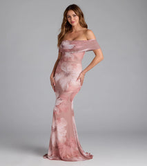 Mikayla Off-Shoulder Mermaid Floral Formal Dress