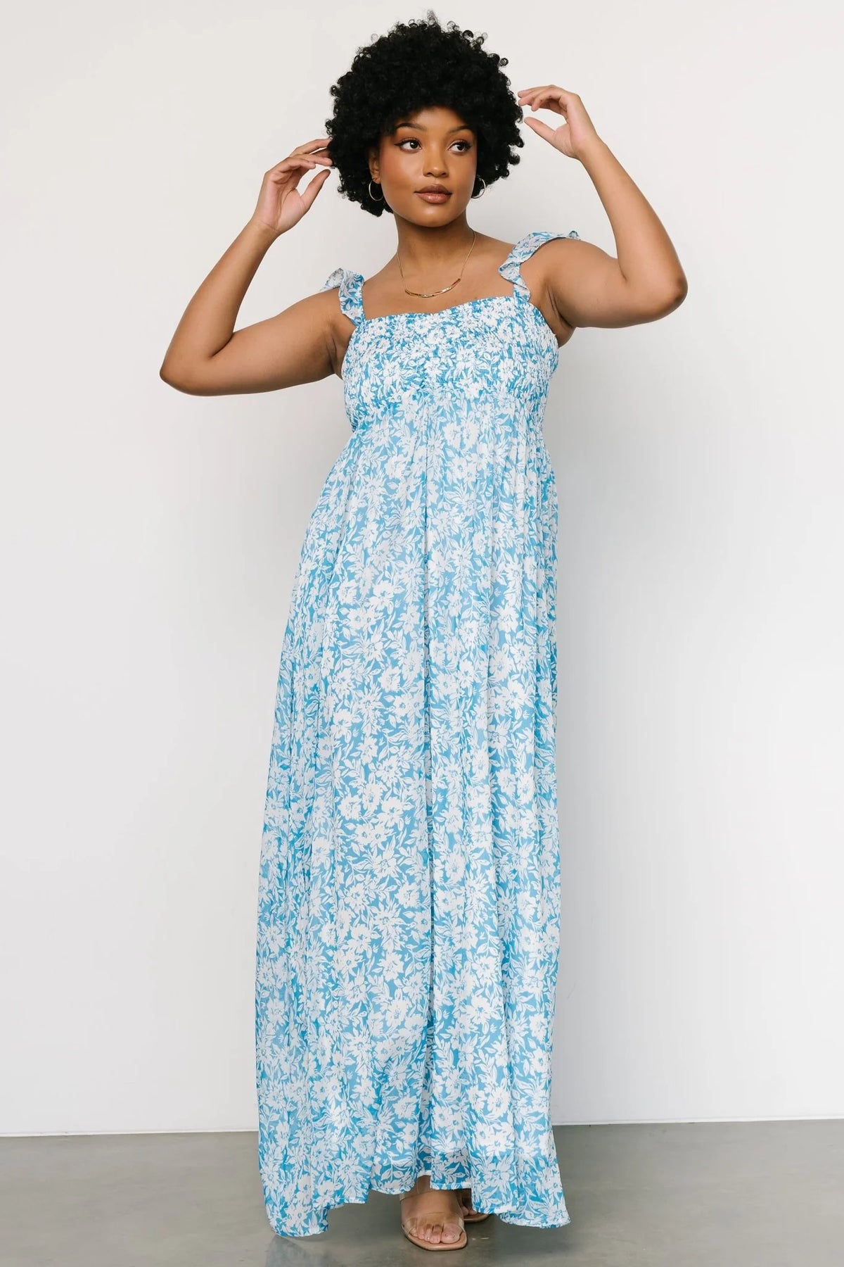 Evanthe Maxi Dress | Blue + White Floral