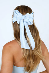 Textured Bow Hair Clip Blue