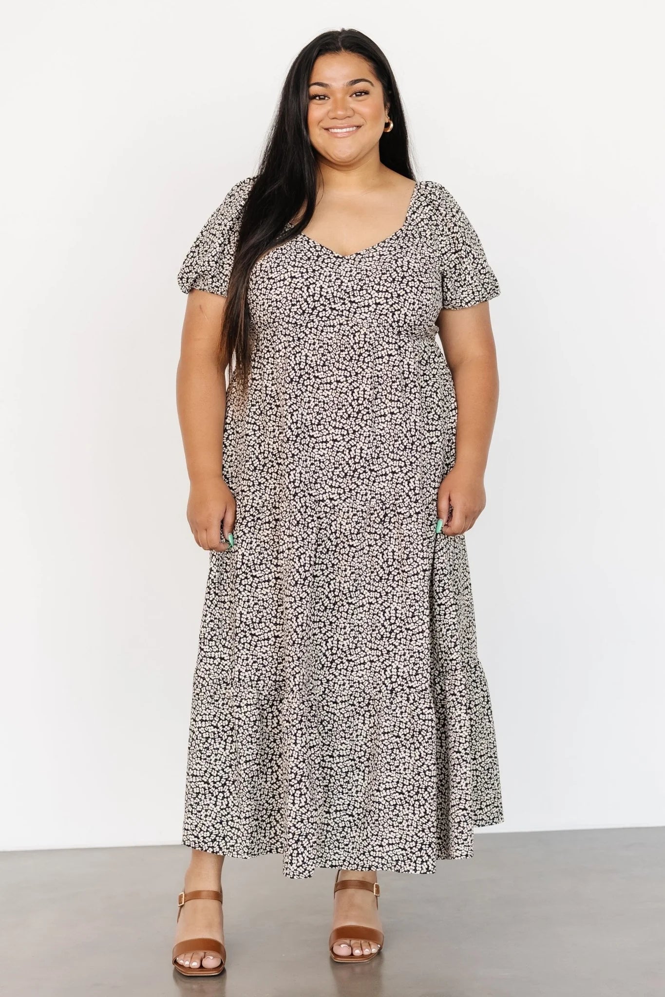 Gables Puff Sleeve Maxi Dress | Black Multi
