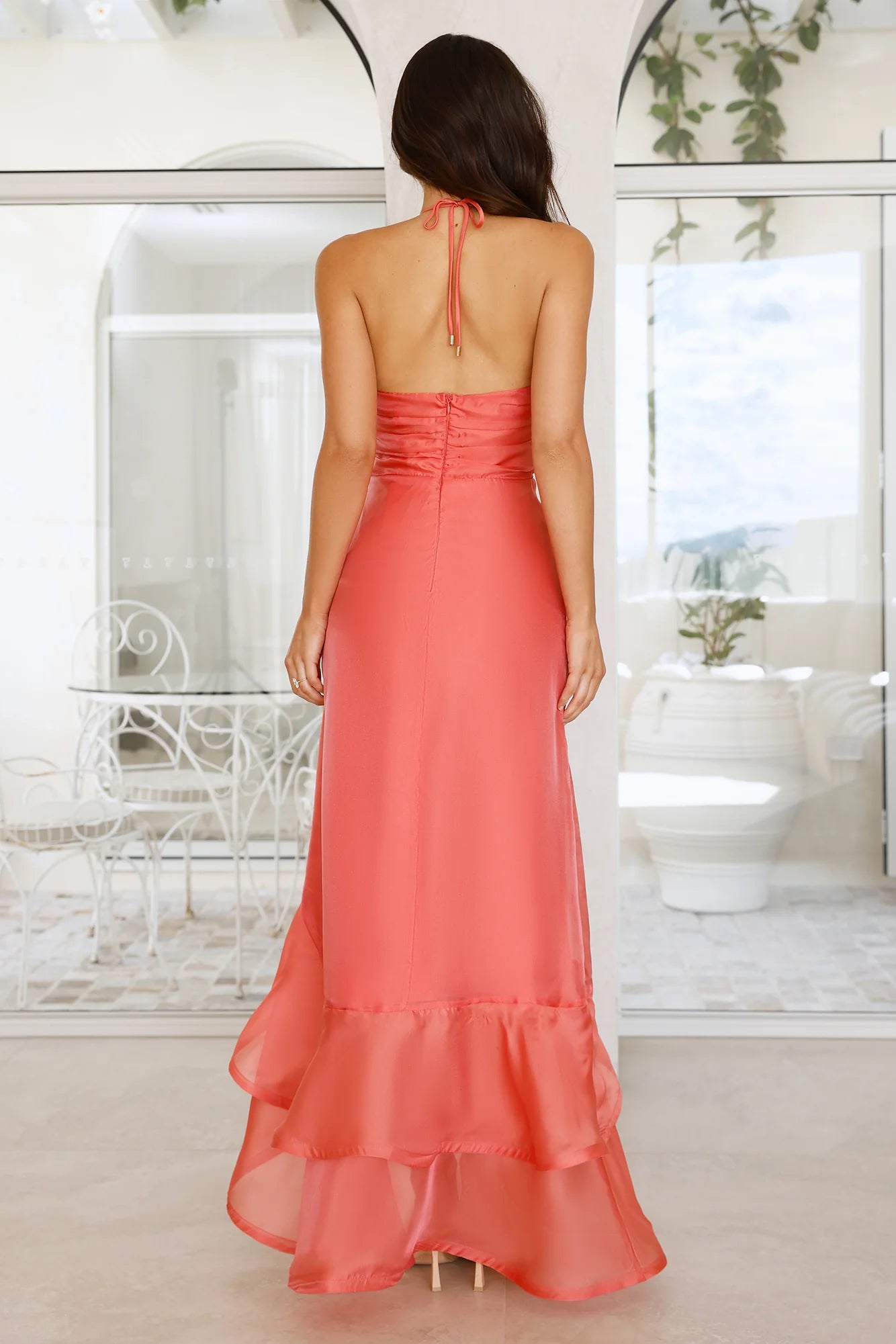 Full Of Energy Halter Maxi Dress Peach