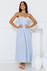 Gaia Gingham Maxi Dress Blue