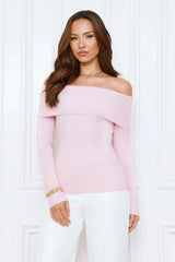 Dreamwave Off Shoulder Knit Top Pink