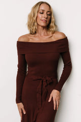 Rheta Off Shoulder Sweater Dress | Mahogany