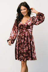Teri Velvet Short Dress | Auburn Multi