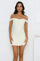 Tides Of Love Off Shoulder Mini Dress Yellow