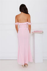 Embrace Your Magic Off Shoulder Maxi Dress Pink