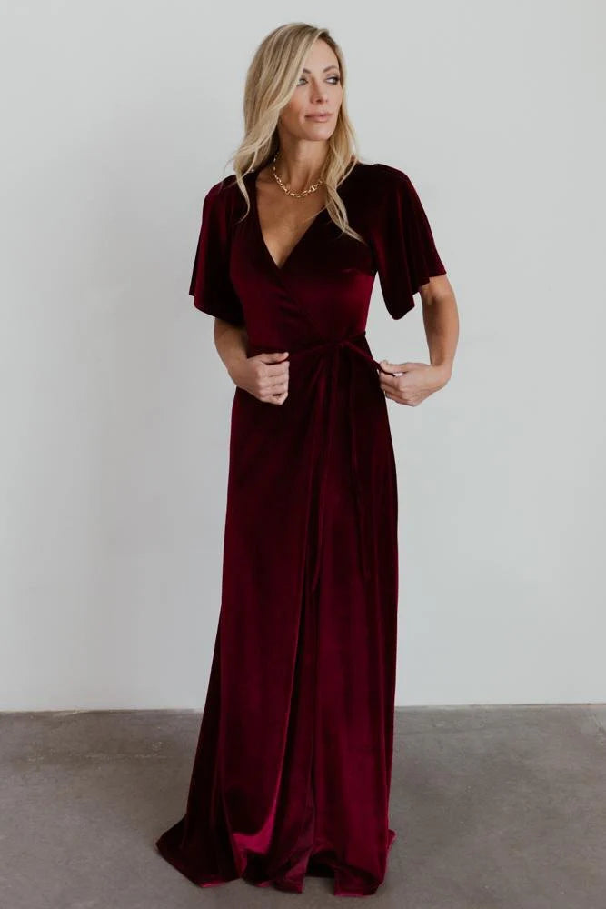 Meghan Velvet Wrap Maxi Dress | Mulberry