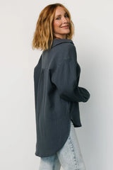 Hilde Oversized Button Top | Blue