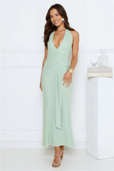Daily Investment Halter Maxi Dress Sage