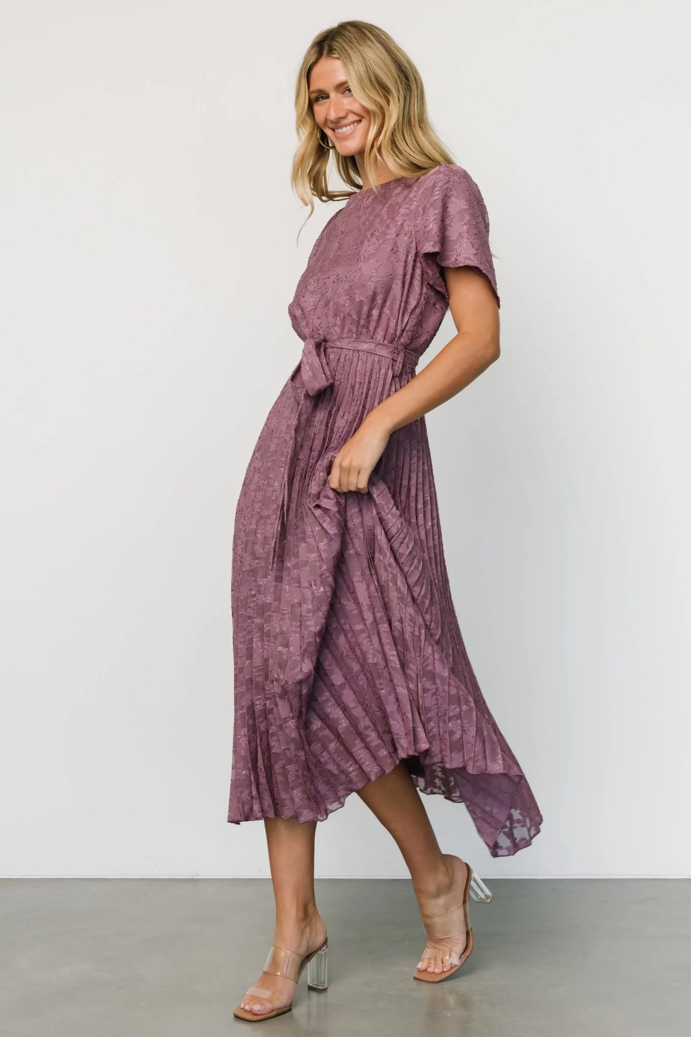Mindy Pleated Dress | Vintage Plum