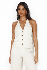 Country Retreat Linen Blend Vest Top Natural