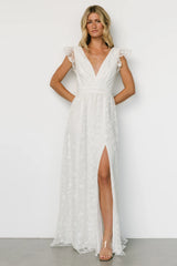Alexa Embroidered Sequin Maxi Dress | White