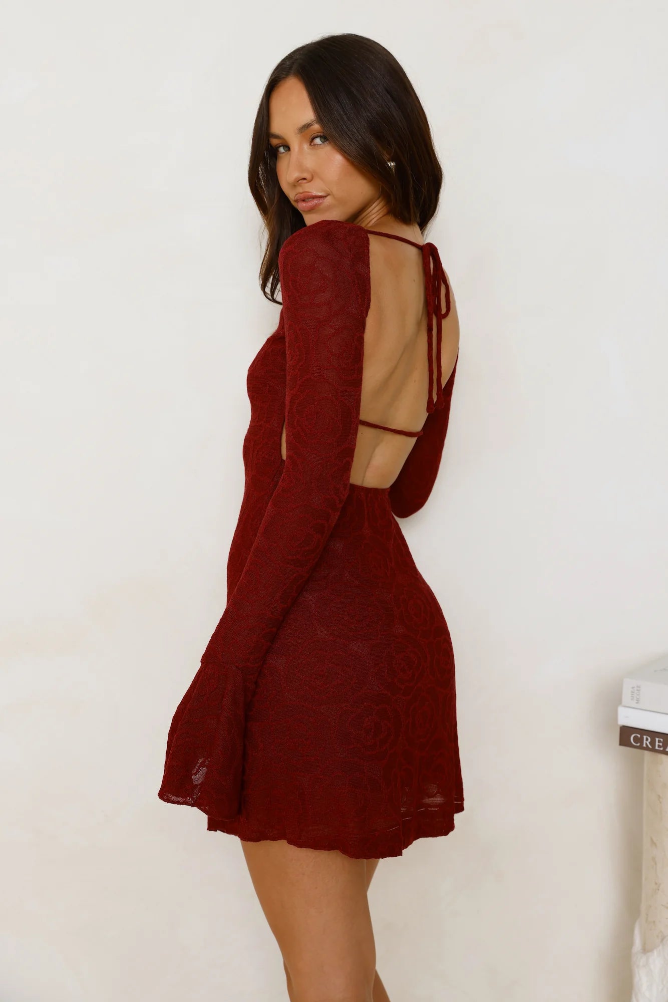 Without Limits Mesh Mini Dress Burgundy