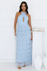 Aisling Halter Tulle Maxi Dress Blue