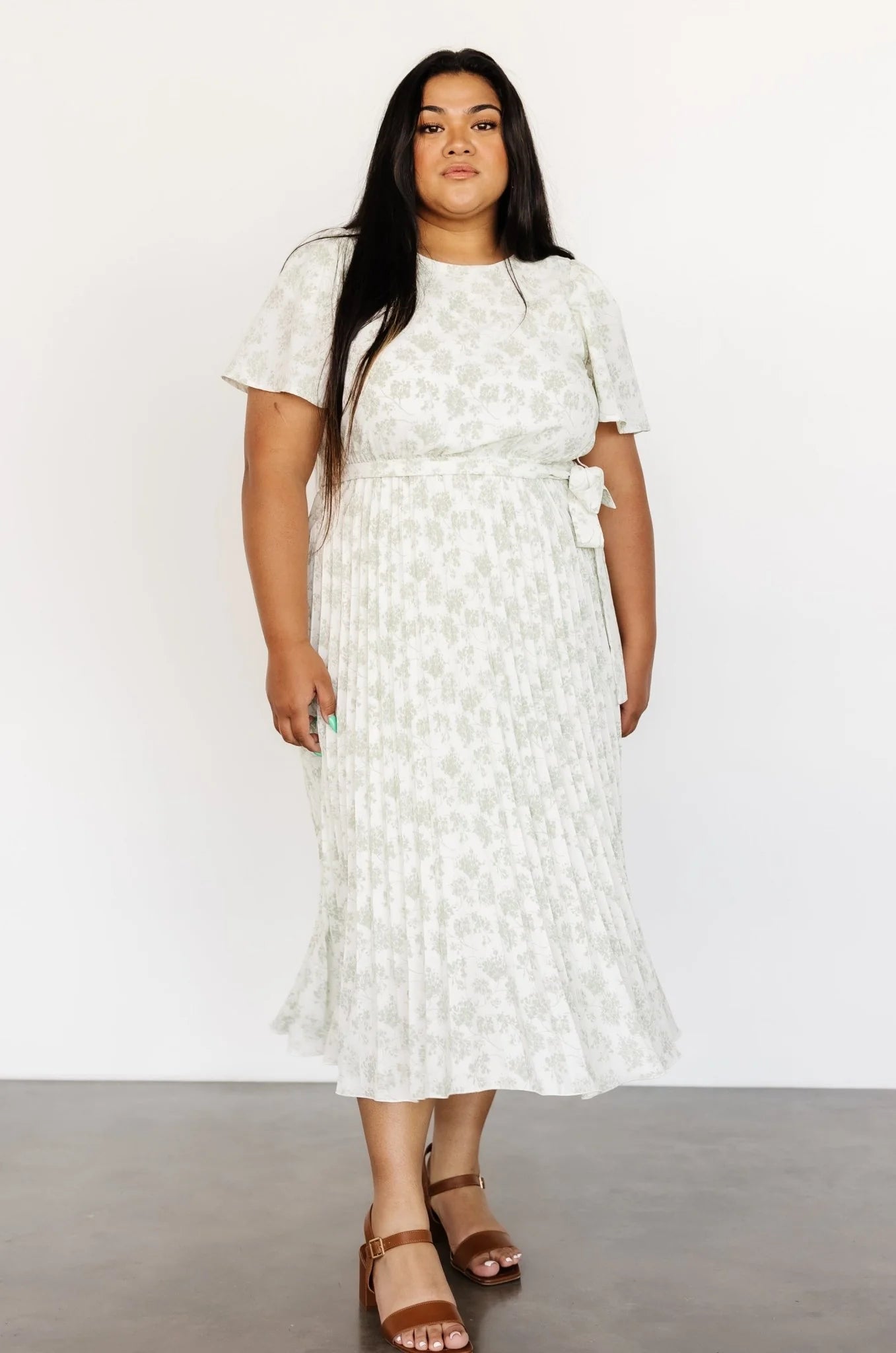 Prim Pleated Dress | Vintage Olive Print