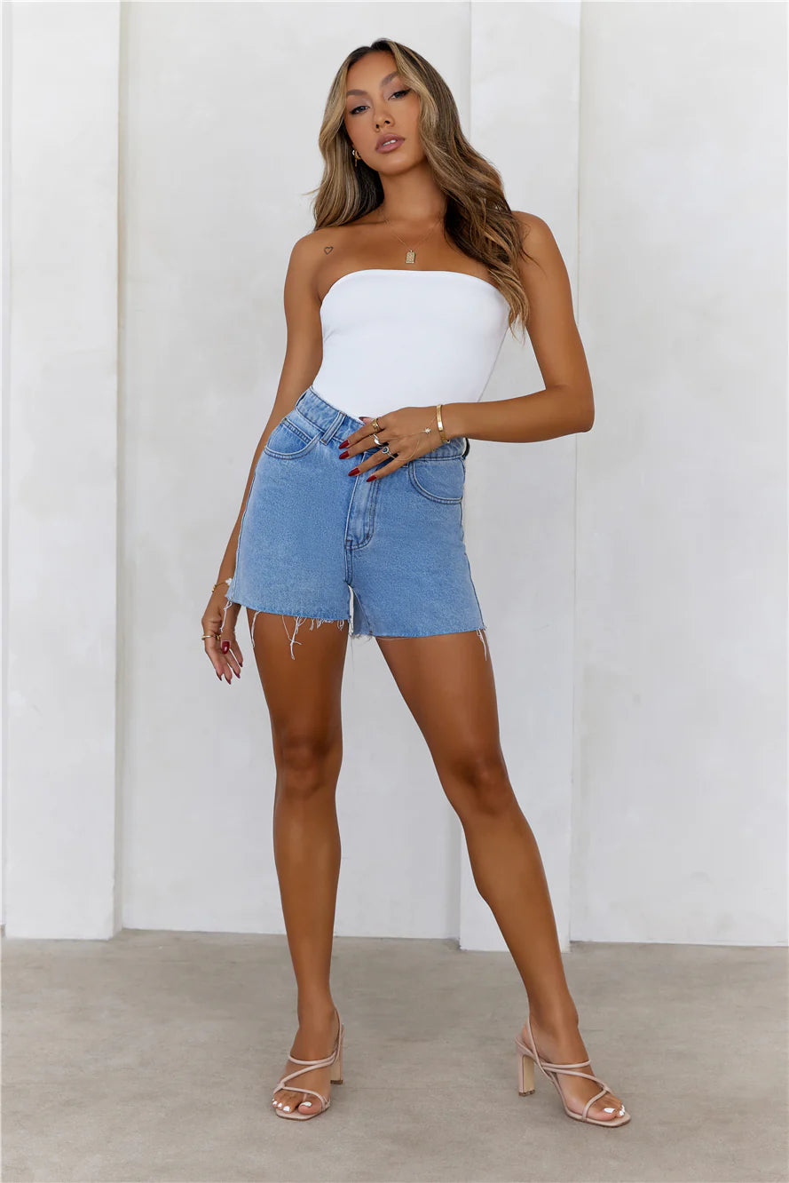 BASE  Longline Strapless Bandeau Top White