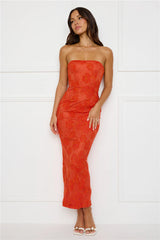 Crowned In Confidence Strapless Maxi Dress Orange