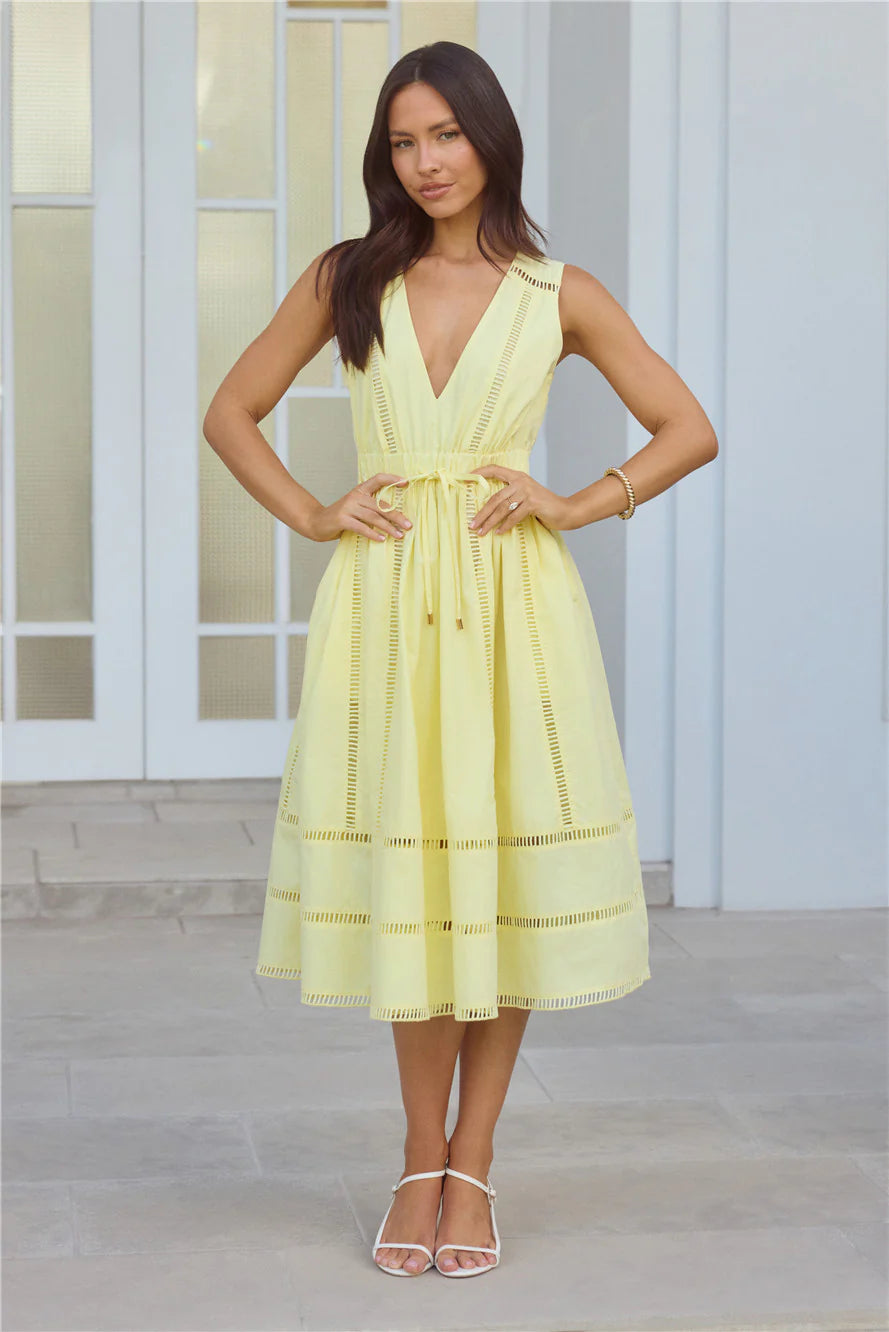 Golden Hour Magic Midi Dress Yellow