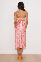 With Friends Satin Midi Dress Pink