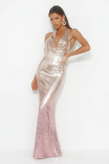 Diamond Entrance Sequins Maxi Dress Gold