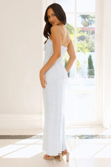 Dollhouse Diaries Strapless Lace Maxi Dress Blue