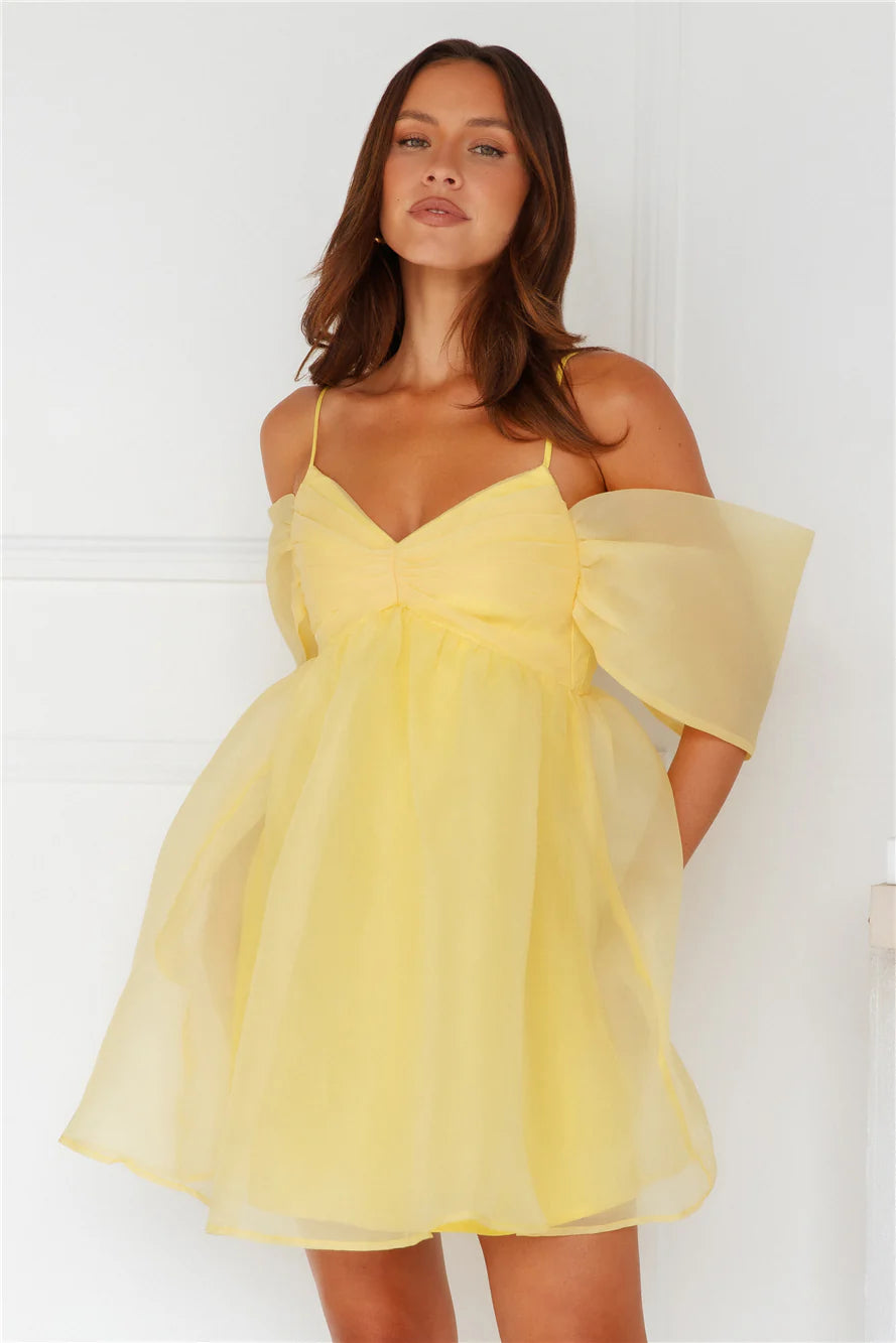 Embracing Formality Mini Dress Yellow