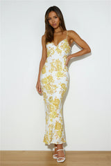 Sweetest Face Satin Maxi Dress Yellow