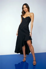 Ambitious Goals Denim Midi Dress Black