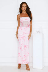 Frosted Glam Mesh Maxi Dress Pink