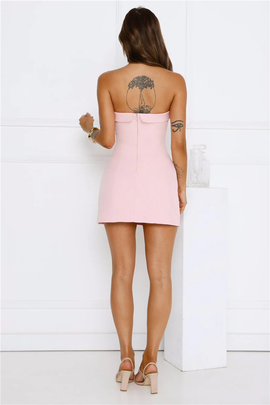 Chic Agenda Strapless Mini Dress Pink