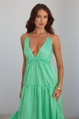 Dance In The Dark Halter Maxi Dress Green
