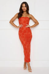 Crowned In Confidence Strapless Maxi Dress Orange