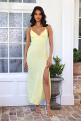 Coastal Resort Linen Maxi Dress Yellow