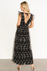 Orza Embroidered Maxi Dress | Black