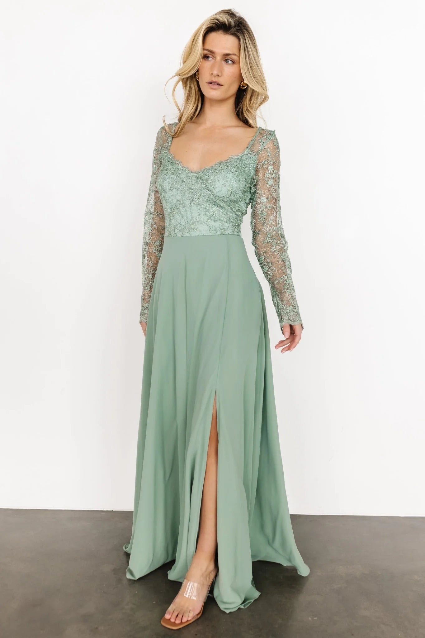 Adalaide Long Sleeve Maxi Dress | Dusty Sage