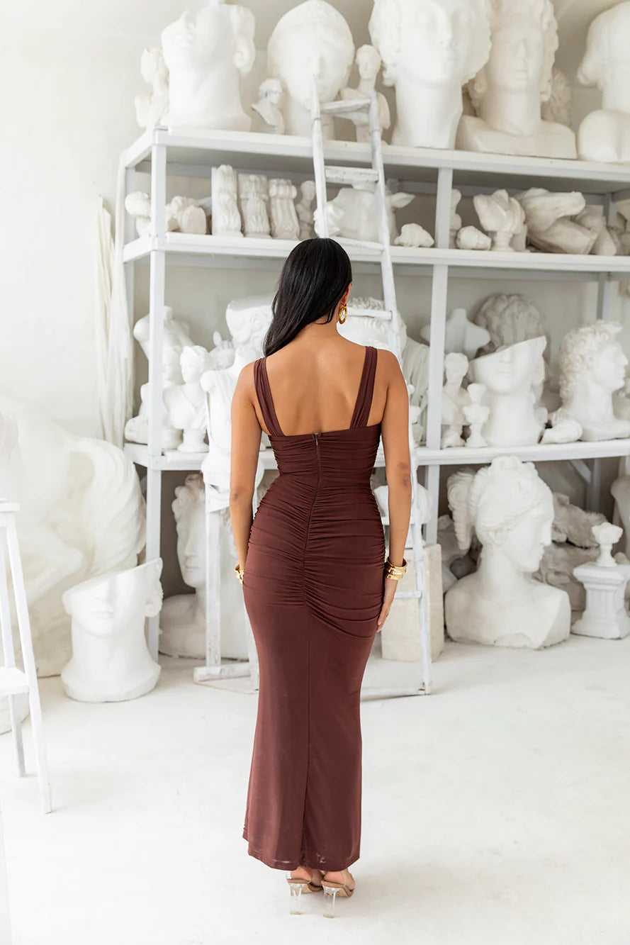 Bodycon Extravaganza Maxi Dress Brown