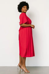Raquel Back Tie Midi Dress | Red
