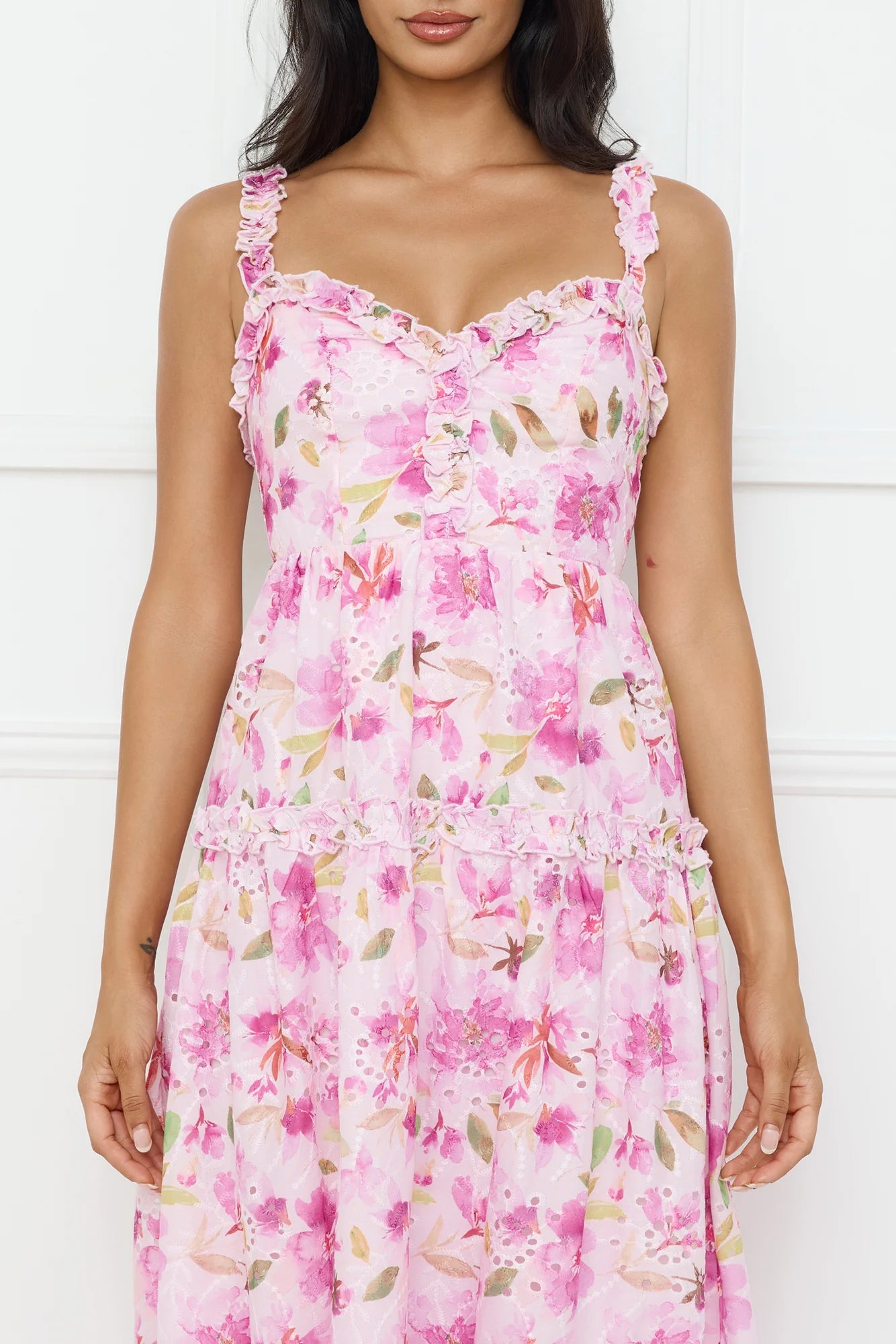 Ballet Bloom Embroidered Maxi Dress Pink