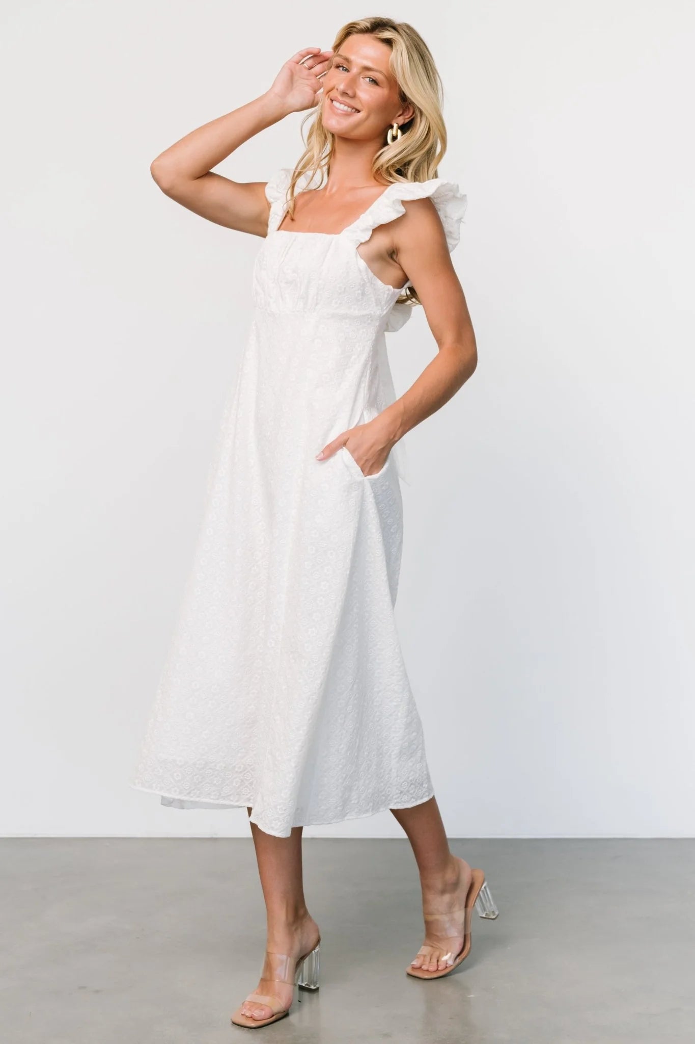 Kiara Eyelet Midi Dress | Off White