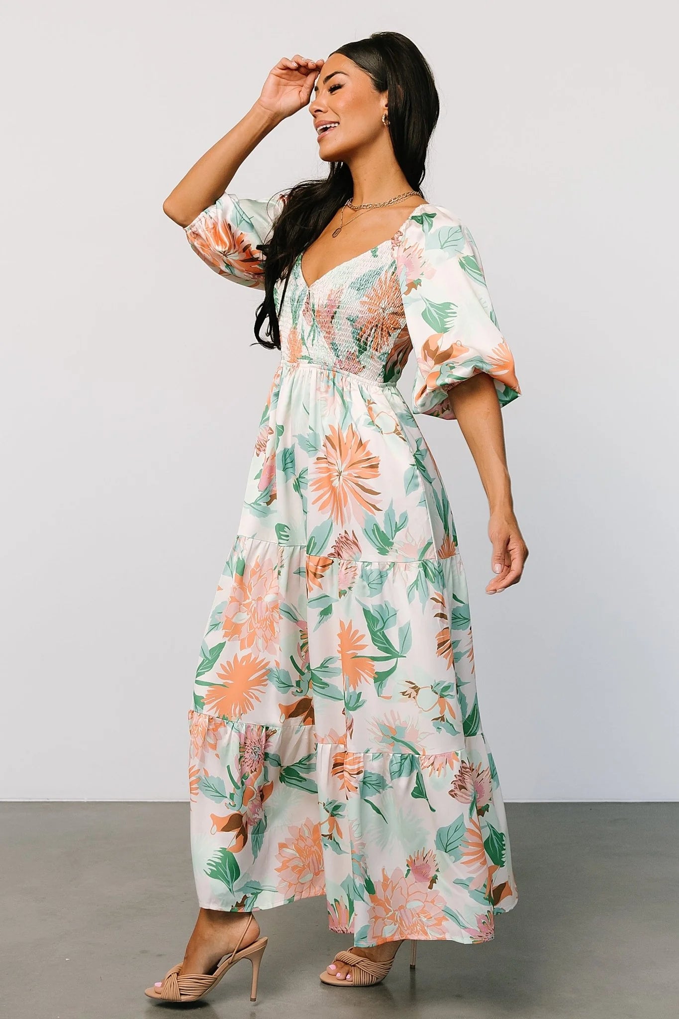 Lina Satin Dress | Multi Print