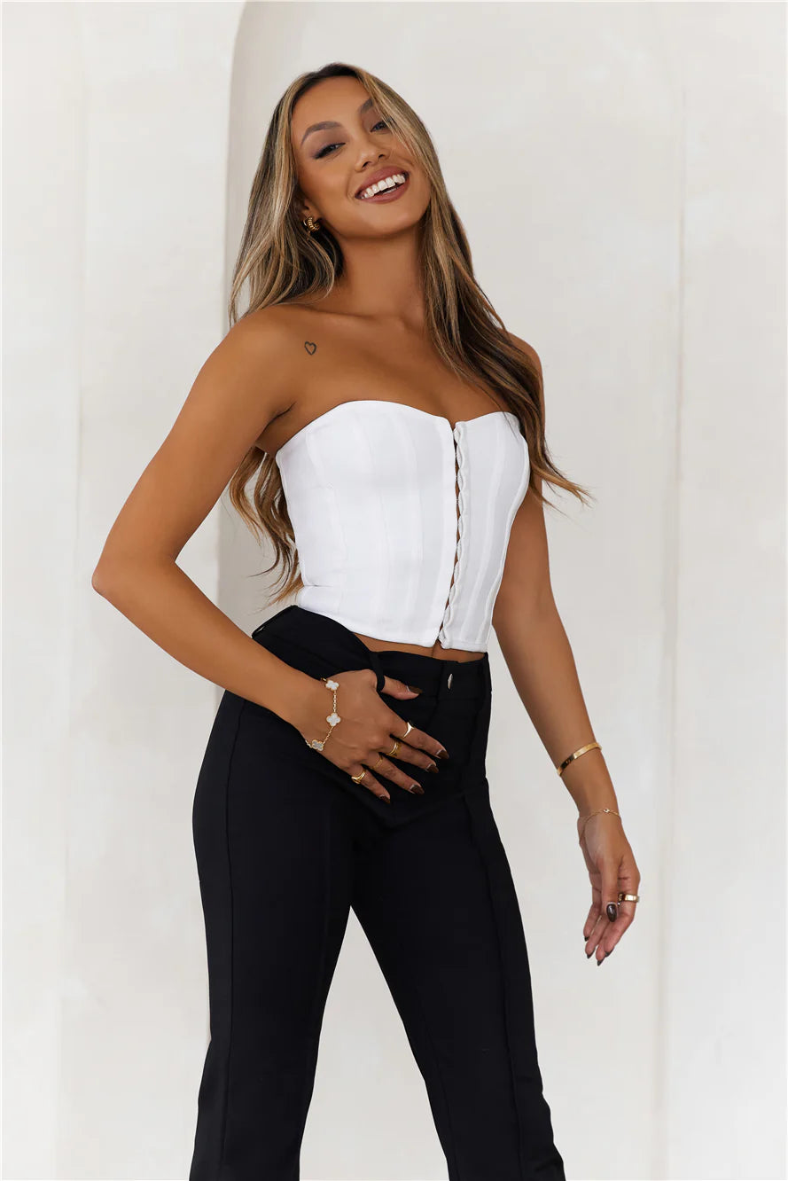 Exposure Bandage Strapless Corset Crop Top White