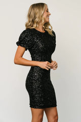 Berlin Sequin Short Dress | Black