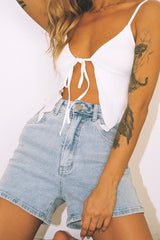 DNM High Rise Denim Shorts Light Blue